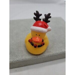 Rubber Duck Reindeer Decor Christmas Car Home Ornament Holiday Ducky Yellow 2"